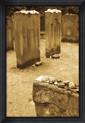 Framed Gravestone at Old Jewish Cemetery, Frankfurt, Hesse, Germany Print