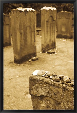 Framed Gravestone at Old Jewish Cemetery, Frankfurt, Hesse, Germany Print