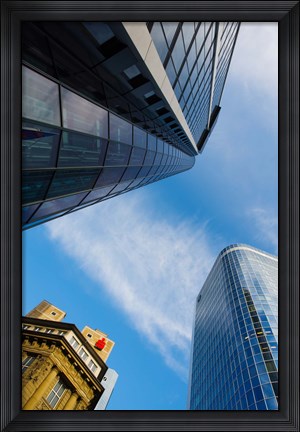 Framed Low angle view of skyscrapers, Frankfurt, Hesse, Germany Print