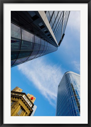 Framed Low angle view of skyscrapers, Frankfurt, Hesse, Germany Print