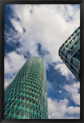 Framed Low angle view of a tower, Westhafen Tower, Frankfurt, Hesse, Germany Print