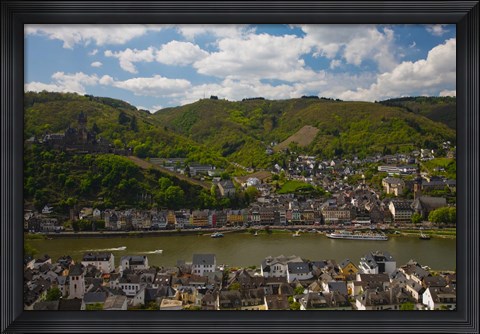 Framed Town at the waterfront, Cochem, Mosel River, Rhineland-Palatinate, Germany Print