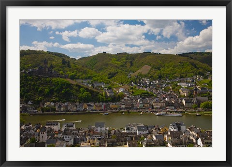 Framed Town at the waterfront, Cochem, Mosel River, Rhineland-Palatinate, Germany Print