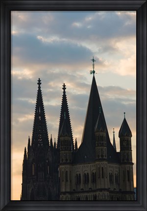 Framed Great Saint Martin Church and Cologne Cathedral, North Rhine Westphalia, Germany Print