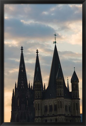 Framed Great Saint Martin Church and Cologne Cathedral, North Rhine Westphalia, Germany Print