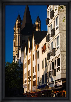 Framed St. Martin Church and Rhein embankment buildings, Cologne, North Rhine Westphalia, Germany Print