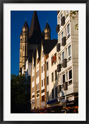 Framed St. Martin Church and Rhein embankment buildings, Cologne, North Rhine Westphalia, Germany Print