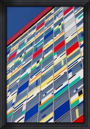 Framed Low angle view of Colorium building, Medienhafen, Dusseldorf, North Rhine Westphalia, Germany Print