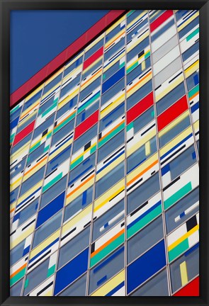 Framed Low angle view of Colorium building, Medienhafen, Dusseldorf, North Rhine Westphalia, Germany Print
