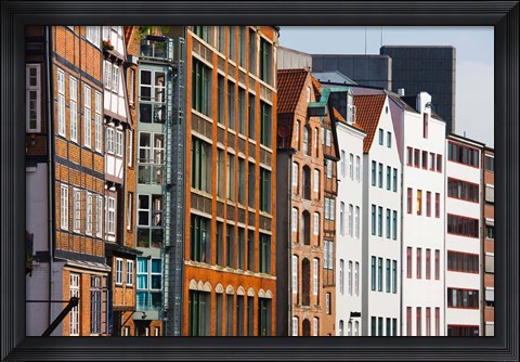 Framed Warehouses in a row, Nicolai Fleet Canal, Hamburg, Germany Print