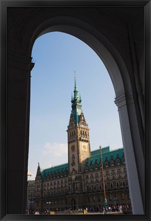 Framed Town hall viewed through an arch, Hamburg Town Hall, Hamburg, Germany Print