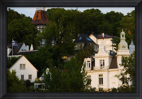 Framed Villas on a hill, Blankenese, Hamburg, Germany Print