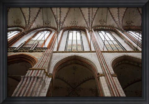 Framed Interiors of a gothic church, St. Mary&#39;s Church, Lubeck, Schleswig-Holstein, Germany Print