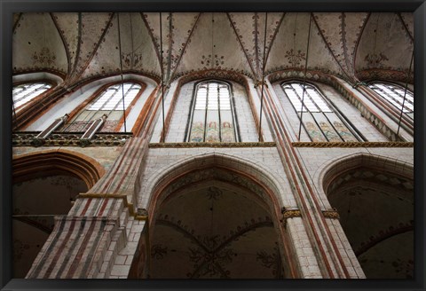 Framed Interiors of a gothic church, St. Mary&#39;s Church, Lubeck, Schleswig-Holstein, Germany Print