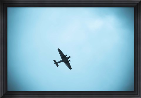 Framed Junkers Ju 52 Aircraft flying in Blue Sky, Leipzig, Saxony, Germany Print