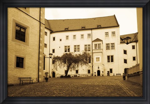 Framed Facade of the castle site of famous WW2 prisoner of war camp, Colditz Castle, Colditz, Saxony, Germany Print
