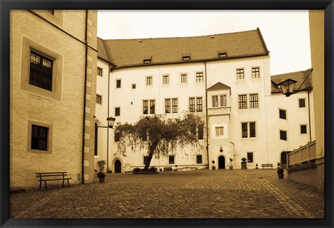 Framed Facade of the castle site of famous WW2 prisoner of war camp, Colditz Castle, Colditz, Saxony, Germany Print