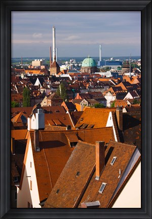 Framed High angle view of buildings in a city, Nuremberg, Bavaria, Germany Print