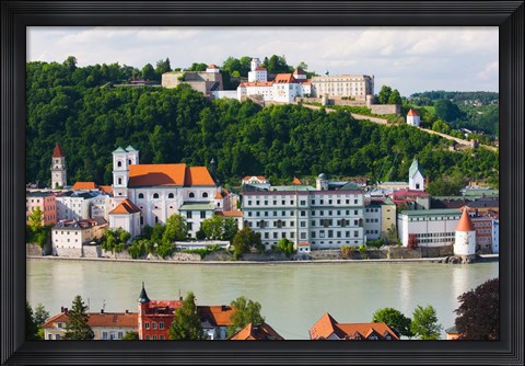 Framed Town at the waterfront, Inn River, Passau, Bavaria, Germany Print