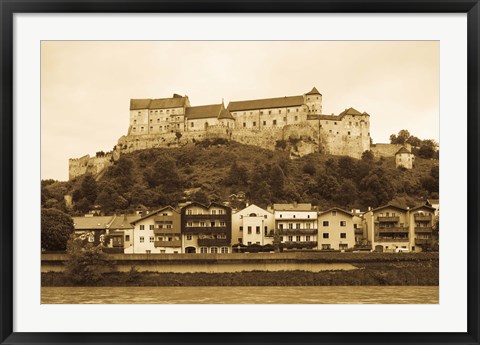 Framed Castle at the waterfront, Burghausen Castle, Salzach River, Burghausen, Bavaria, Germany Print