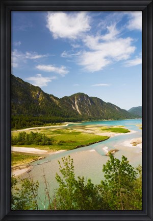 Framed River in a valley, Isar River, Sylvenstein Lake Area, Bavaria, Germany Print