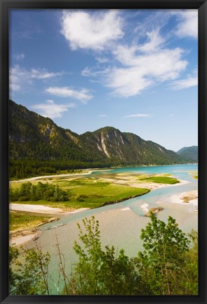 Framed River in a valley, Isar River, Sylvenstein Lake Area, Bavaria, Germany Print