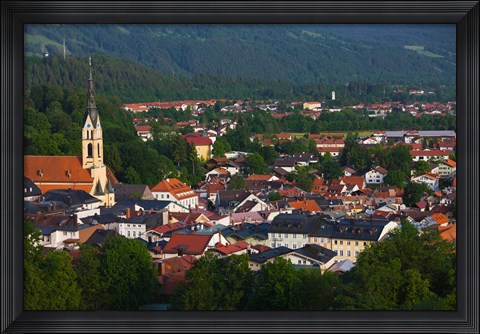 Framed High angle view of buildings in a town, Bad Tolz, Bavaria, Germany Print
