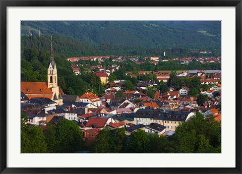 Framed High angle view of buildings in a town, Bad Tolz, Bavaria, Germany Print