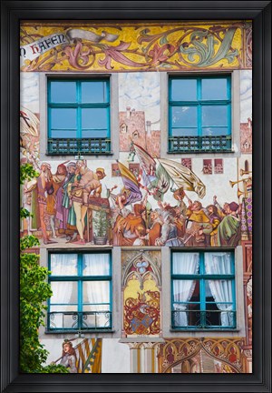Framed Old town painted building, Konstanz, Lake Constance, Baden-Wurttemberg, Germany Print