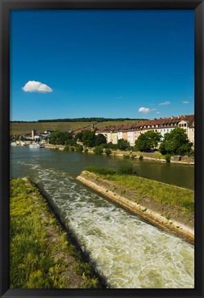 Framed City viewed from Old Main Bridge, Wurzburg, Lower Franconia, Bavaria, Germany Print