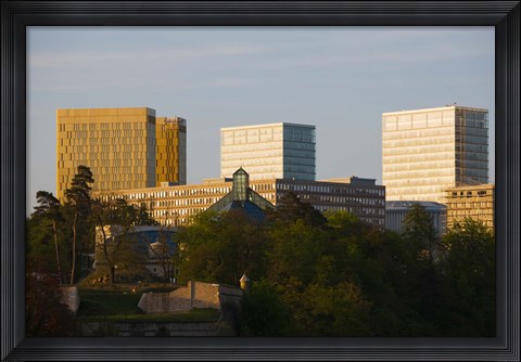 Framed Buildings in a city, Kirchberg Plateau, Luxembourg City, Luxembourg Print