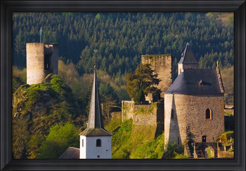 Framed Historical buildings in a town, Esch-sur-Sure, Sure River Valley, Luxembourg Print