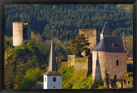 Framed Historical buildings in a town, Esch-sur-Sure, Sure River Valley, Luxembourg Print