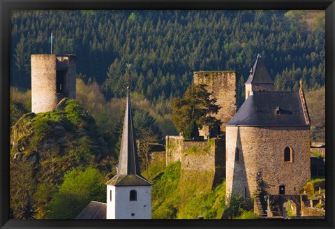 Framed Historical buildings in a town, Esch-sur-Sure, Sure River Valley, Luxembourg Print