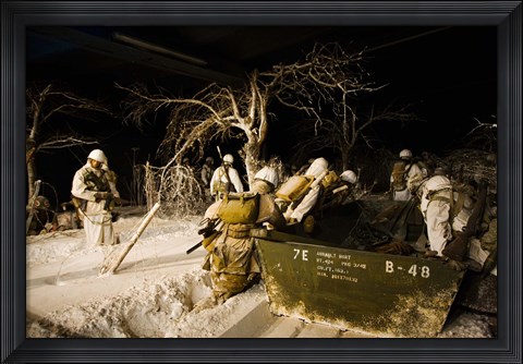 Framed Exhibits showing the area during the Battle of the Bulge in WW2, National Museum of Military History, Diekirch, Luxembourg Print