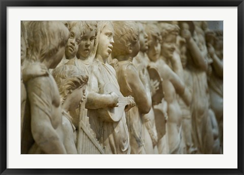 Framed Detail of marble relief, Florence, Tuscany, Italy Print