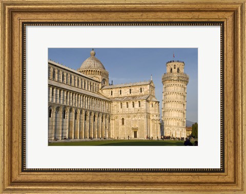 Framed Tourists at cathedral, Pisa Cathedral, Leaning Tower of Pisa, Piazza Dei Miracoli, Pisa, Tuscany, Italy Print