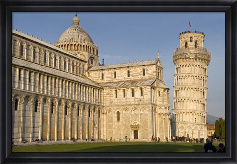 Framed Tourists at cathedral, Pisa Cathedral, Leaning Tower of Pisa, Piazza Dei Miracoli, Pisa, Tuscany, Italy Print