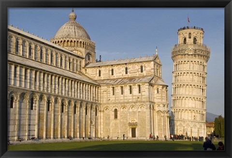 Framed Tourists at cathedral, Pisa Cathedral, Leaning Tower of Pisa, Piazza Dei Miracoli, Pisa, Tuscany, Italy Print