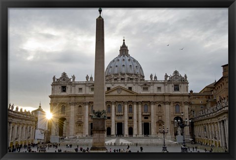 Framed Obelisk in front of the St. Peter&#39;s Basilica at sunset, St. Peter&#39;s Square, Vatican City Print