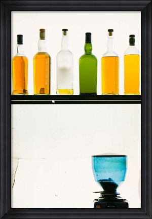 Framed Bottles displayed at the Bookworm Cafe, Sanlitun, Chaoyang District, Beijing, China Print