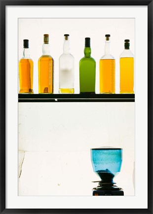 Framed Bottles displayed at the Bookworm Cafe, Sanlitun, Chaoyang District, Beijing, China Print