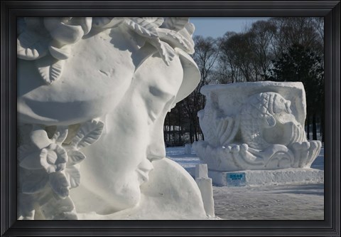 Framed Snow sculptures at Harbin International Sun Island Snow Sculpture Art Fair, Harbin, Heilungkiang Province, China Print
