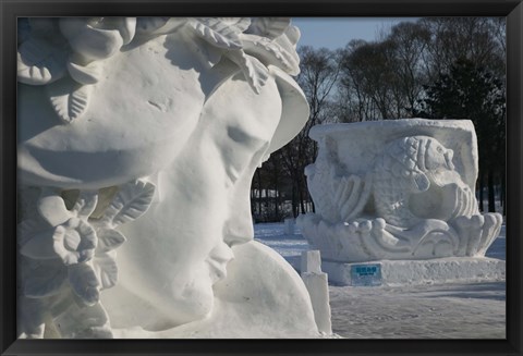 Framed Snow sculptures at Harbin International Sun Island Snow Sculpture Art Fair, Harbin, Heilungkiang Province, China Print