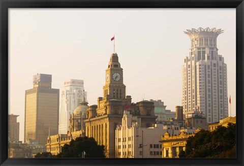 Framed Buildings in a City at Dawn, Shanghai, China Print