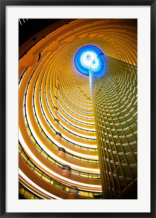 Framed Interiors of Jin Mao Tower looking up from the lobby of the Grand Hyatt hotel, Lujiazui, Pudong, Shanghai, China Print
