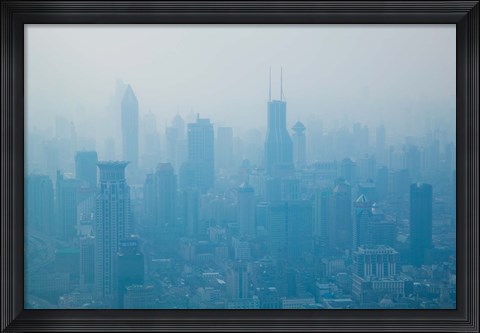 Framed City viewed from observation deck of Jin Mao Tower, Lujiazui, Pudong, Shanghai, China Print