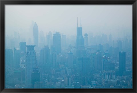 Framed City viewed from observation deck of Jin Mao Tower, Lujiazui, Pudong, Shanghai, China Print