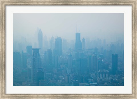Framed City viewed from observation deck of Jin Mao Tower, Lujiazui, Pudong, Shanghai, China Print