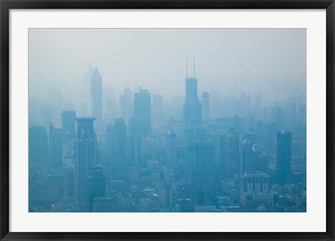 Framed City viewed from observation deck of Jin Mao Tower, Lujiazui, Pudong, Shanghai, China Print